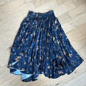 Anthropologie Smocked-Waist Asymmetrical Skirt